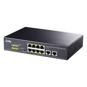 Cudy FS1010P 8-Port 10/100M PoE+ Switch, 2 Uplink 10/100M, 120W, 250m,4KV steel (Alt.PFS3009-8ET-96) - Img 2