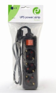 EG-PSU3-01 Gembird UPS naponski kabl, 3 Shuko uticnice, 16A, C14 plug, 0.6m, black (Alt. PC-SFC14M) - Img 2
