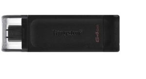 FLASH DRIVE 64GB USB 3.2 Kingston DataTraveler 70 black USB-C DT70/64GB *
