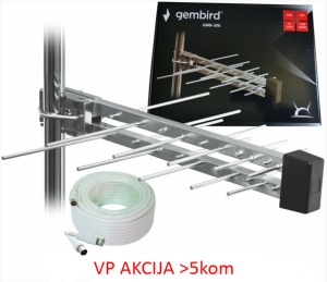 GMB-20E sa kutijom +15m ** Gembird Antena Loga UHF sa RF-Konektorom,20el, 39cm,6dB alu +kabl 15m 798 - Img 2