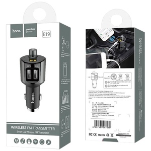hoco. FM modulator, BT handsfree, 12 V/24 V, 2 x USB 2,4 A - E19 Smart, BT, FM, Charger - Img 2