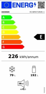 Kombinovani frižider HEINNER HC-BIM271INVE++/271l/inverter/ugradni/54x175,50 - Img 2