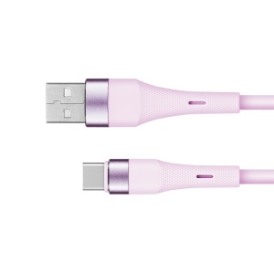 KRUGER&MATZ USB-A na USB-C silikonski kabl za punjenje, dužina 1 m, boja roza, model KM1268-1P