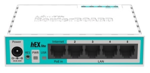 MikroTik RB750r2 heX LITE 5xLAN 10/100, 850MHz CPU, 64MB RAM, RouterOS L4