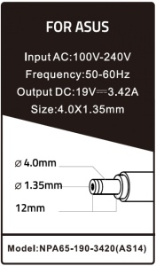 NPA65-190-3420 (AS14) Gembird punjac za laptop 65W-19V-3.42A, 4.0x1.35mm black - Img 2