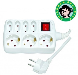 Produzni kabl sa 7 uticnica (3x1.5mm) 2m PM7P-2M DZ 16A, 250V-3680W - Img 2