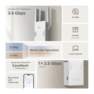 Range extender TP-Link RE235BE Wi-Fi 7 Mesh/dual band 3.6Gbs/2.5GbE port - Img 4
