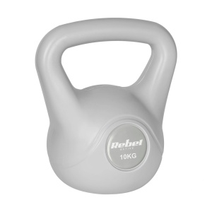 REBEL ACTIVE Girja (kettlebell) sa gumenom oblogom, 10 kg, siva boja, model RBA-2322G-10