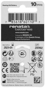 Renata baterija ZA10 1,45V Zink-Air baterija za SLUSNI APARAT,PAK6 (cena po kom.) - Img 3