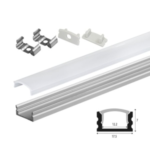 Set aluminijumski profil za LED trake 2m 17.5x7 mm