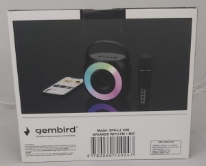 SPK-L2 ** Gembird Bluetooth karaoke zvucnik RGB,10W,1800mAh, USB, microSD, AUX +mikrofon 500mAh(1360 - Img 3