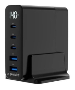 TA-UC-2A3C-PD140-01-BK Gembird 5-port 140 W GaN USB fast charger, black - Img 2