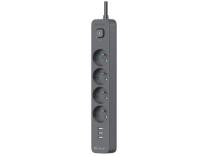 TRACER Produzni kabl 5m 4 uticnice sa 3 USB porta sa prenaponskom zastitom i prekidacem grafit TRALIS47685 - Img 2