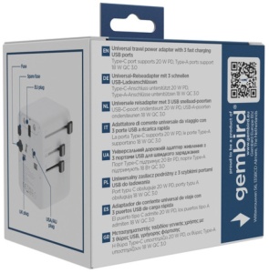 Travel adapter TPA-1A2C20-01-W Gembird Univerzalni 20W - Img 2