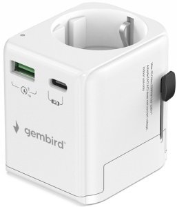 Travel adapter TPA-EU1A1C20-01-W Gembird Univerzalni, sa uzemljenjem 20W - Img 3