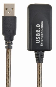 UAE-01-10M Gembird USB 2.0 active extension cable, black color, bulk package, 10m - Img 2