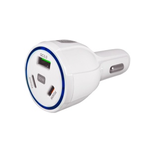 USB punjač iz upaljača automobila QC3.0+2xPD - Img 1