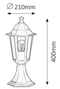 Velence spoljna lampa 40cm E27 60Wcrno IP43 - Img 2