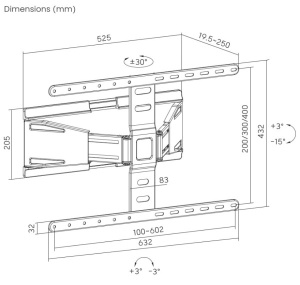 WM-90ST-02 Gembird TV nosac okretanje/tilt 43-90 VESA max.60x40cm, max 50kg, drzac - Img 2