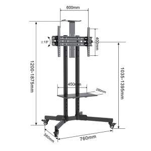Xstand 32/75 podni pokretni nosac za TV/VESA 600x400/maxTILT od+15-15/do 45kg/gornja polica - Img 2