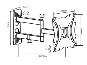 Xstand TV Arm 17-42 long Nosač za TV/nagib-15 do+5/rot.180/VESA 200X200/20kg/3- 39cm od zida - Img 2
