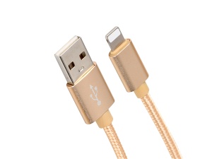 Xwave kabl USB IPHONE 2M 3A,lightning aluminium,upleteni zlatni - Img 2