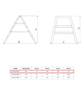 ATON Aluminijumske sklopive stepenaste merdevine 2x3 0.73m ATN-DLH503 - Img 2