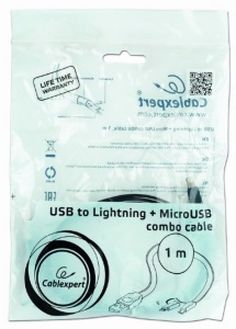 CC-USB2-AMLM2-1M USB charging combo cable iPhones 8-pin + Micro USB, black, 1m FO - Img 3