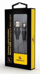 CC-USB2B-AMmBM-1M-BW Gembird Premium cotton braided Micro-USB charging - data cable,1m, black/white - Img 2