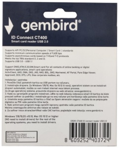 CRDR-CT400 ** Gembird Smart card reader USB 2.0 Citac za licne karte, saobracajne, bankarske (599) - Img 3