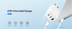 Cudy CH67_EU Brzi punjac za telefone i tablete 2xUSB-C/1XUSB-A, 67W