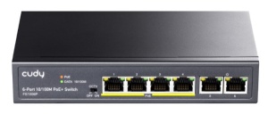Cudy FS1006P 6-Port 10/100M PoE+ Switch, 60W internal max 32W/PoE, UPLINK, 250m (alt.PFS3006-4ET-60) - Img 1