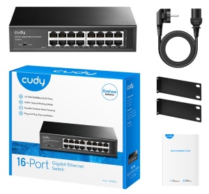 Cudy GS1016 16-Port 10/100/1000M Switch,16x Gbit RJ45 port, rackmount (Alt. PFS3016-16G) - Img 1
