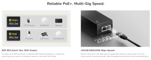 Cudy POE200H,30W 2.5 Gbps PoE+ Injector,10/100/1000/2500 Mbps - Img 3