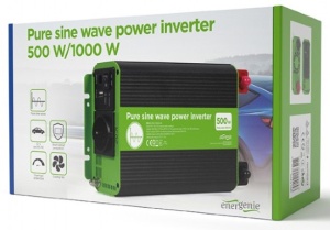 EG-PWC-PS500-01 Gembird 12V Cist sinusni auto inverter DC/AC 500W + USB port, 1,95KG - Img 1