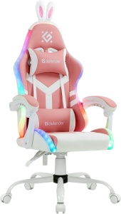 Gaming stolica Defender Ideal/RGB/eko koža/do 110 kg/roze-bela