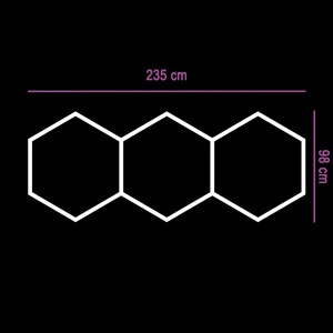 Hexagon LED tube 3 heads lights 128W 6500K tube: 440mm 16pcs, 100-110LM/W PF＞0.5 CRI＞80 PC - Img 3