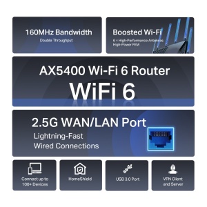 LAN Router TP-Link Archer AX72 PRO AX5400/WiFi6/3GLAN/1GWAN/1x2,5G WAN-LAN/USB - Img 3