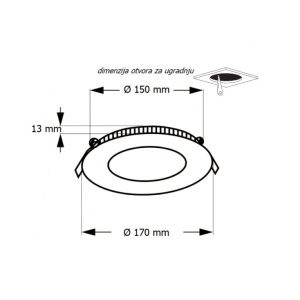 LED ugradna CCT panel lampa 12W - Img 2