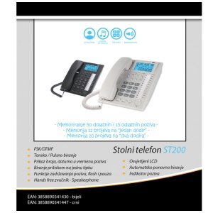 MeanIT Analogni telefon, stoni, LCD ekran, crni - ST200 Black - Img 2