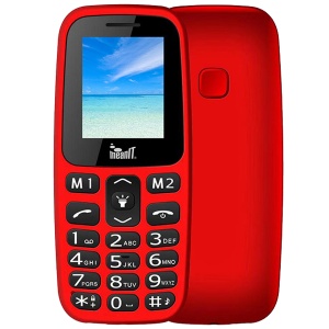 MeanIT Mobilni telefon, 1.77" ekran, Dual SIM, BT, SOS dugme - VETERAN I MOBILNI TELEFON-CRVENI