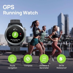 MIBRO GS ACTIVE2 PAMETNI SAT GPS, 1.32", 2 NARUKVICE, TAMNO Sivi - Img 3
