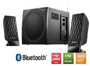 Microlab M300BT Drveni 2.1 38W RMS(14W,2x12W) SD, USB, FM, BLUETOOTH, black, 3.5mm - Img 2