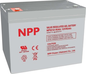 NPP NPG12V-80Ah, GEL BATTERY, C20=80AH, T16, 330x171x214x220, 22,6KG, Light grey - Img 1