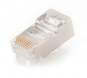 PLUG5SP/100 Gembird shielded modular 30u gold plated LAN konektor CAT5 FTP SFTP, RJ45(pak.100kom) - Img 2