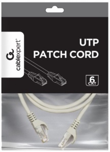 PP6U-CU-1M Gembird Mrezni kabl, CAT6 BAKARNI UTP Patch cord 1m grey - Img 1