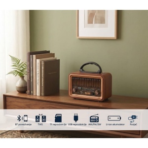 Prenosni retro Bluetooth radio 8069BT - Img 2
