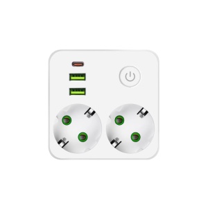 PROSTO Razdelnik 220V 2x Šuko uticnica bela,2USB+TypeC,IP20 NV86U/WH
