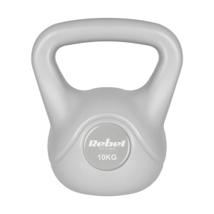 REBEL ACTIVE Girja (kettlebell) sa gumenom oblogom, 10 kg, siva boja, model RBA-2322G-10 - Img 2