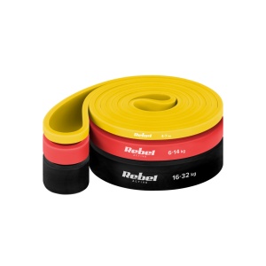 REBEL ACTIVE Set lateks traka za vežbanje Power Band PLs-1, otpor 4-32 kg, 3 traka u setu, model RBA-3000-S3